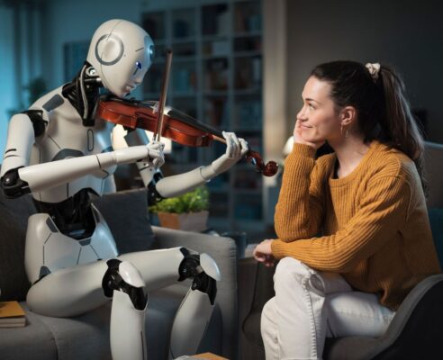 Illustration of Conversational AI and chatbots boosting business ROI, lead generation, and sales for companies in Ontario, Canada.